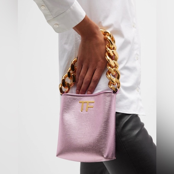 TOM FORD NWT
TF Mini Metallic Lizard-Print
Chain Top-Handle Bag - Picture 8 of 9